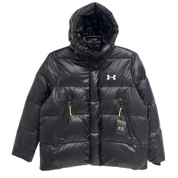 Under Armour Women's Black Hooded Zip Up Puffer Jacket Size M